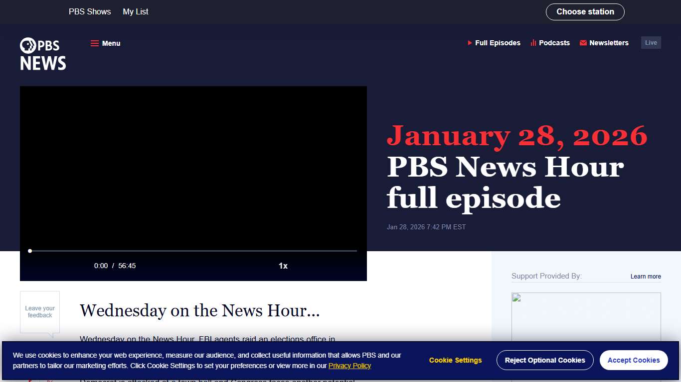January 28, 2026 - PBS News Hour full episode PBS News